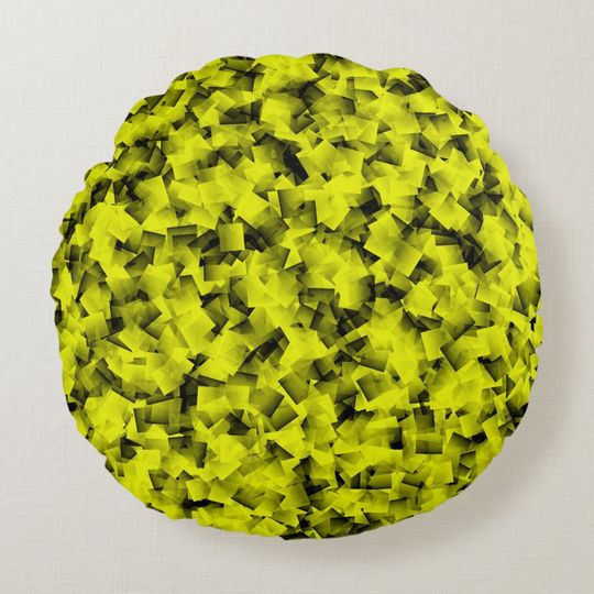 Discover Green Black Cubism Abstract Pattern Round Pillow