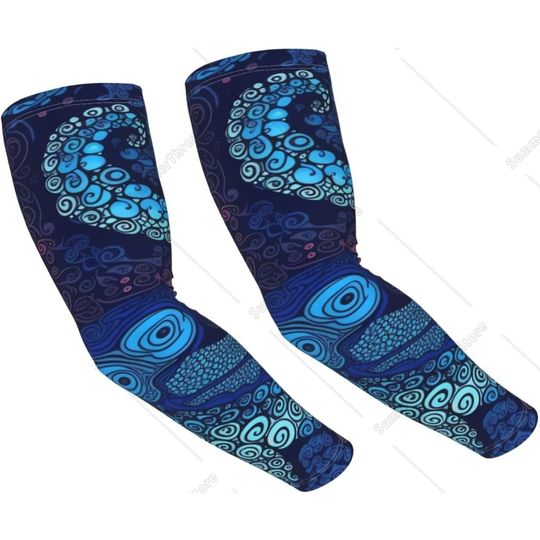 Discover Blue Octopus Arm Sleeves UV Sun Protection Cooling Garden Sleeves