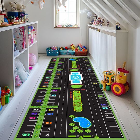Discover Parking Lot Runner, Play Car Parking Runner, Kids Room Runner, Preschool Car Park Runner, Parking Lot Learn Runner, Kids Activity Runner