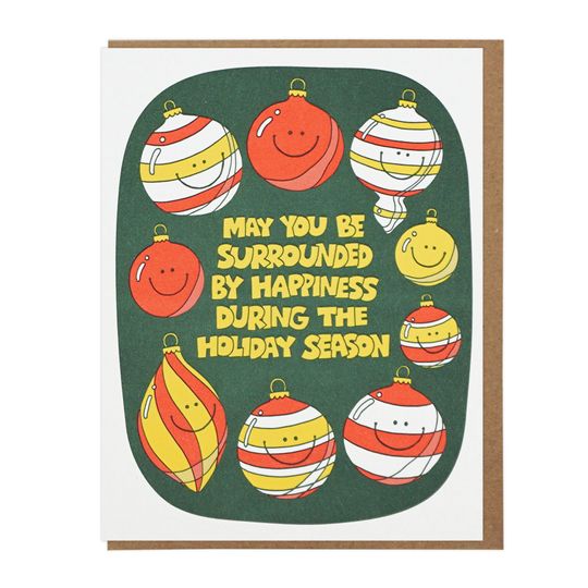 Discover Surrounded By Happiness Ornaments Letterpress Card
