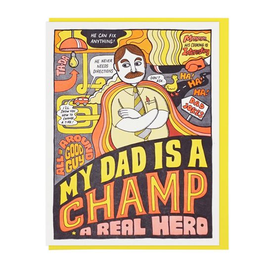 Discover My Dad Is A Champ Letterpress Card