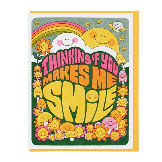 Discover Thinking Of You Makes Me Smile Letterpress Card