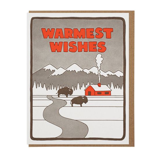 Discover Warmest Wishes Bison Letterpress Card