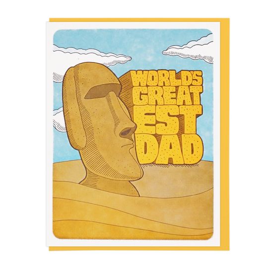 Discover World's Greatest Dad Moai Letterpress Card