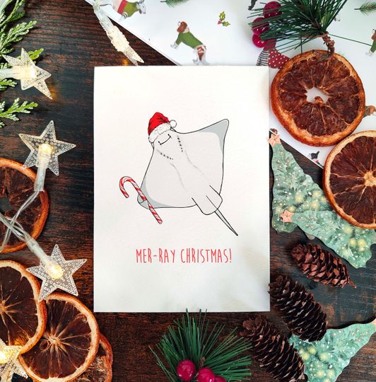 Discover Sting Ray Christmas Card, Christmas Cards, Funny Christmas Cards, Funny Animal Cards, Funny Holiday Card, Funny Fish Christmas Card