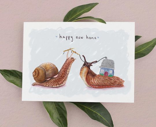 Discover Snail New Home Card, New Home Card, Moving House Card, Housewarming card, Moving Cards, Cute New Home Card, Slug Card, Snail Cards