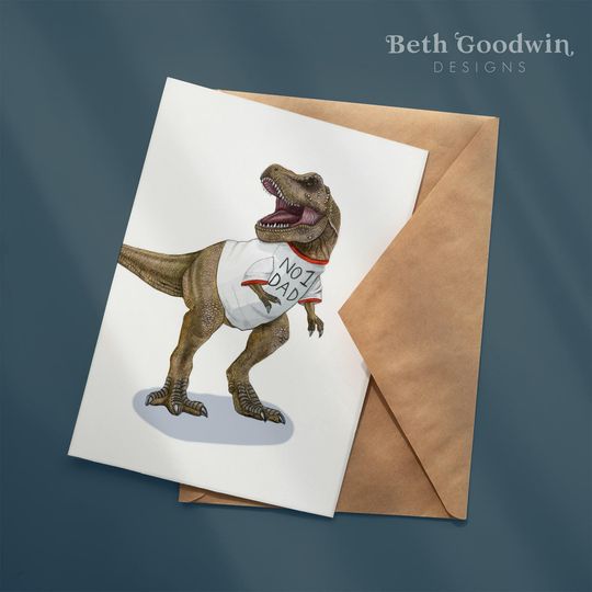 Discover T-Rex Birthday Card, Funny Birthday Card, Card for Dad, Dads Birthday
