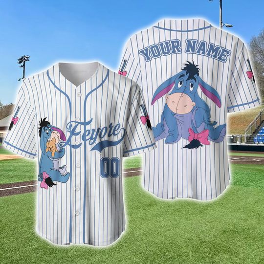 Discover Cartoon Eeyoree Baseball Jersey, Custom Name winniee the poohh Jersey Gift For Him, Y2K Crewneck, Birthday Gift For Boy PSH1555