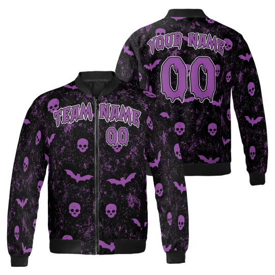 Discover Personalized Happy Halloween Spooky Vibes Trick Or Treat Bomber Jacket
