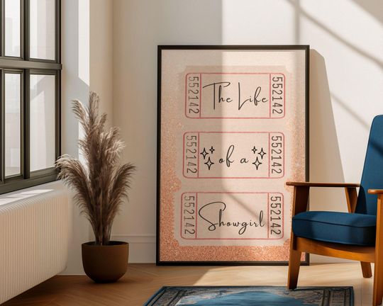 Discover Showgirl Movie Ticket Digital Art Print The Life of a Showgirl Poster Blush Glitter Wall Art Poster