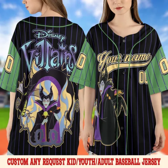 Discover Personalized Sleeping Beauty Villain Maleficent Halloween Baseball Jersey Shirt