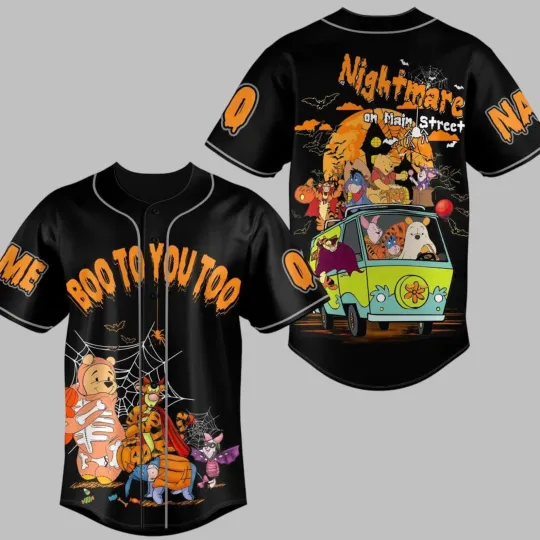 Discover Personalized winniee the poohh Mystery Machine Halloween Baseball Jersey Shirt