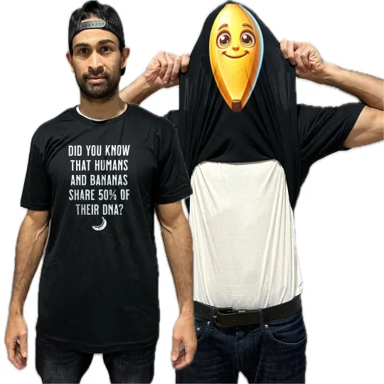 Discover Humans Share 50% DNA with Bananas Flip Shirt Funny Banana Face T-Shirt Flip Tee