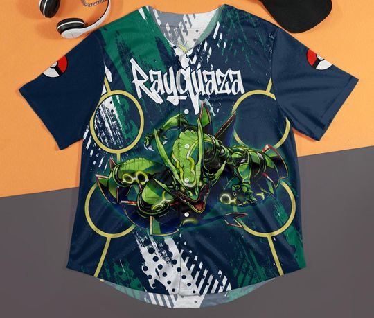 Discover Rayquaza Baseball Jersey Shirt, Mega Rayquaza Anime Shirt, Funny Graphic Jersey, Unisex Baseball Shirt, Anime Streetwear, Birthday Gift