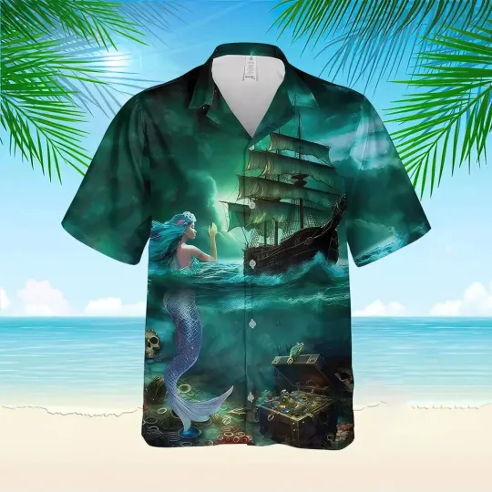 Discover Mermaid Hawaiian Shirt Soft Hawaiian Shirt 3D Summer Aloha Shirt Size S 5XL84w