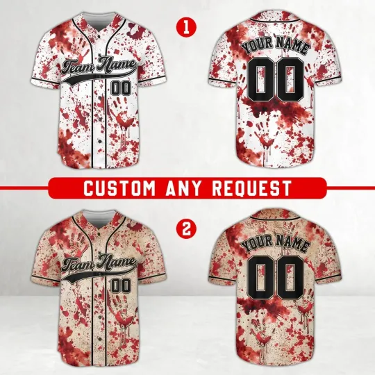 Discover Custom Bloody Halloween Baseball Jersey - Adults Kids & Youth