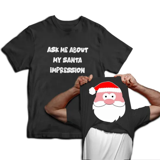 Discover Mens Ask Me About My Santa Impression Flip T-Shirt Father Christmas Costume