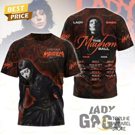 Discover Ld ga The Mayhem Ball 2025 Tour 3D T-Shirt  PP3D087