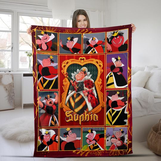 Discover Personalize Disneyyy Queen Of Hearts  Alice In Wonderland Blanket,WDW Alice Cheshire Cat Blanket, Mad Hatter Throw, Disneyyy Baby Blanket UN1G09
