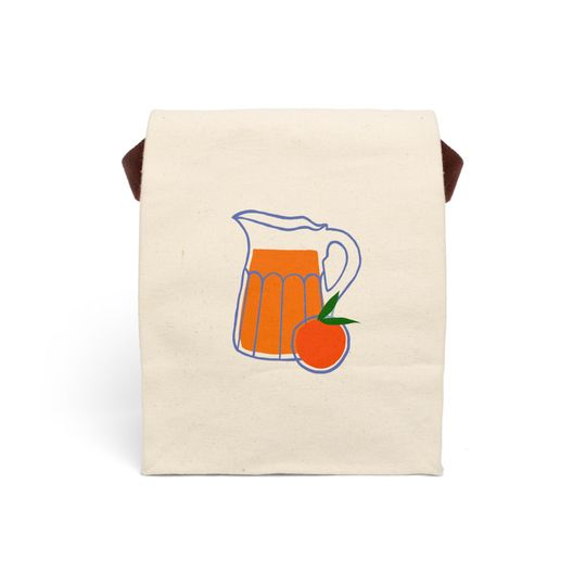 Discover Eco-Friendly Canvas Lunch Bag, Citrus Print Canvas Bag, Cute Print Lunch Sack - Perfect for Kids & Adults