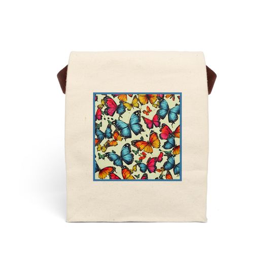 Discover Butterfly Canvas Lunch Bag - Eco-Friendly Tote, Reusable Bag, Picnic Essential, Gift for Her, Back to School