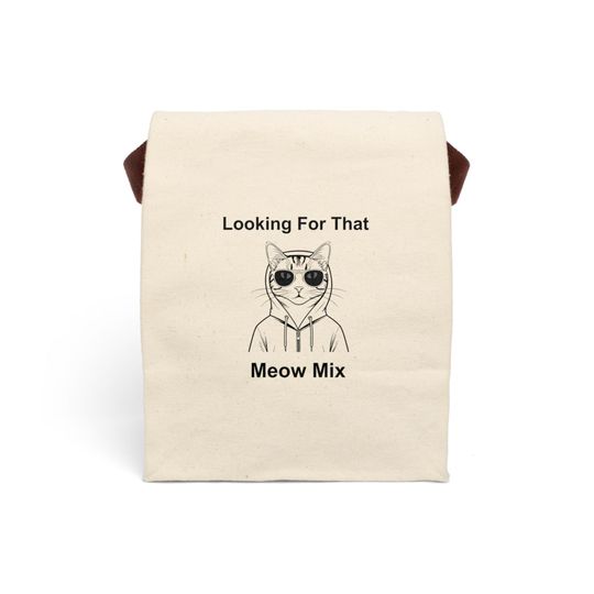 Discover Cool Cat Canvas Lunch Bag, Funny Pet Gift, Lunch Tote, Back To School Accessory, Cat Lover's Bag, Eco-Friendly Lunch Gear