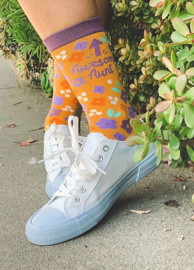 Discover Awesome Aunt Socks, Floral Socks, Gifts For Auntie, Novelty Socks
