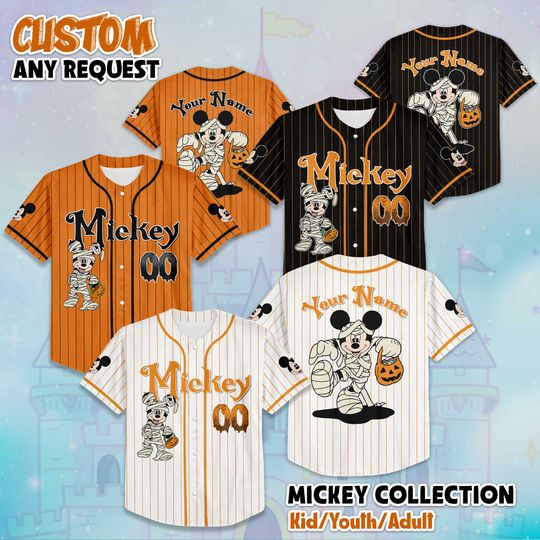 Discover Custom Disneyyy Halloween Mickeyy mouse Baseball Jersey, Disneyyy Mickeyy mouse Jersey, Disneyyland Baseball Team Outfit, Disneyyy Halloween Jersey