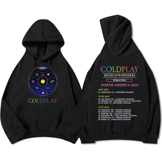Discover Band Coldplay Music of The Spheres World Tour 2025 Hoodie Fan Gift S-5XL 2 Sided