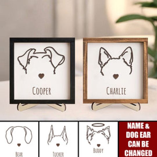 Discover Dog Ear Art - Family Personalized 2-Layered Wooden Plaque, Gift For Pet Lovers