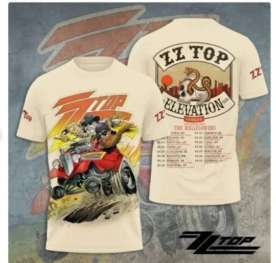Discover Zz Top Tour 2025 Elevation Double Sided 3D Tee Shirt S-5XL BB452
