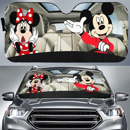 Discover Mickeyy and Minniee Car Sunshade, Cute Disneyyy Couple Windshield Cover
