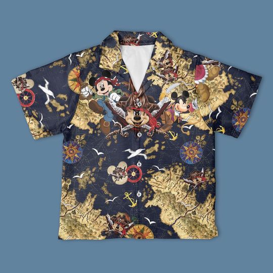 Discover Mickeyy and Minniee Pirates Caribbean Button Up Shirt, Mickeyy Vintage Button Down Shirt
