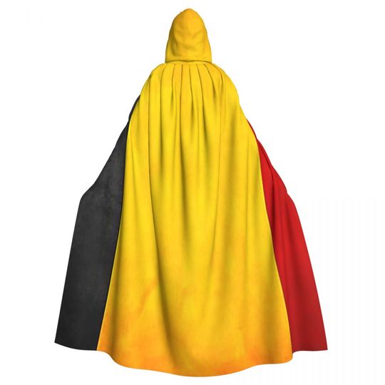 Discover Belgium Belgian Flag National Flag Of Belgium Long Hooded Cloak Witch Medieval Costume Cosplay Cape HalloweenParty Adult Unisex