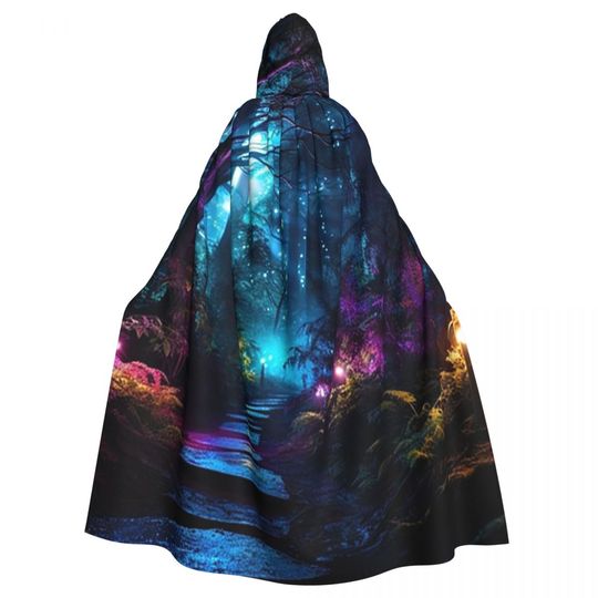 Discover Dark Forest Landscape Fantasy Dreamscape Art Hooded Cloak, Witch Costume Cosplay