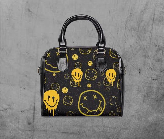 Discover Dripping Smiley Face Purse  Y2K Grunge Crossbody Bag, Alt Aesthetic Handbag