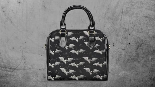 Discover Vampire Bat Handbag, Gothic Halloween Purse, Spooky Shoulder Bag, Bat Pattern Tote
