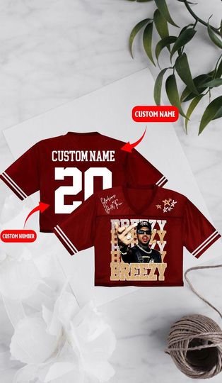 Discover Personalized Chris Brown Tour Crop Top Football Jersey, Custom Breezy Bowl 2025
