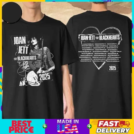 Discover Joan Jett Blackhearts Tour 2025 Two Sided Merch T-Shirt Fans Gift Size S-4XL