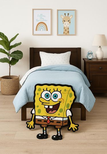 Discover SpongeBob SquarePants Tufted Rugs  Handmade Cartoon Rug for Kids' Room & Fans Tufted Cartoon Rugs for Bedroom