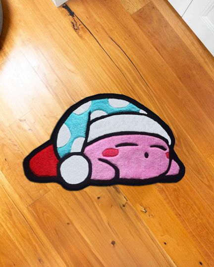Discover Kirby sleeping rug,Kirby Rug,Girl Room Decor,Pink Room Decor,cute kirby rug, Room Decor, Kirby Decor