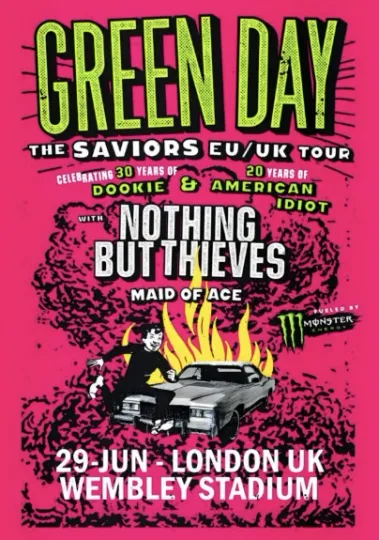 Discover GREEN DAY The Saviors 2024 Tour London Wembley Stadium Poster Print
