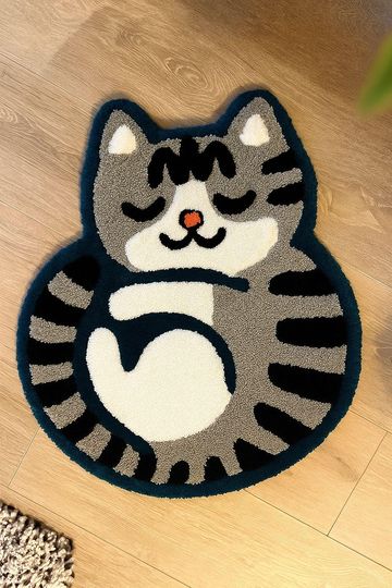 Discover Hand Tufted Cat Shaped Wool Rug  Ultra Soft Modern Animal Carpet for  Room, Nursery, Playroom or Home Decor