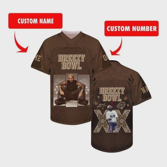 Discover Personalized Breezy BOWL XX football Jersey, Chris brown breezy