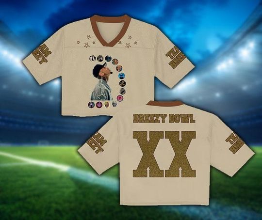 Discover Chris Brown Tour Crop top Football Jersey Full Mesh, Breezy Bowl XX 2025