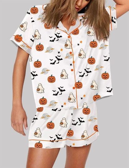 Discover Spirit Halloween Pumpkin Boo Pajama Set