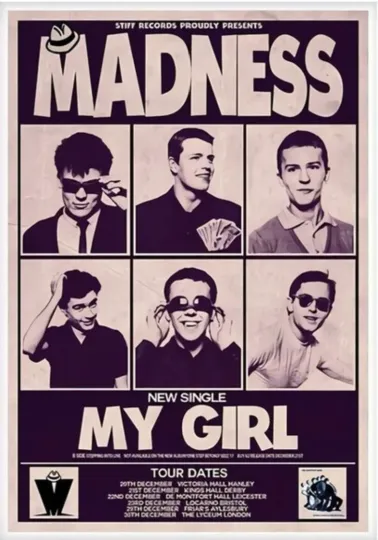 Discover Madness Poster My Girl Tour Retro Ska Band UK Music Wall Art Print