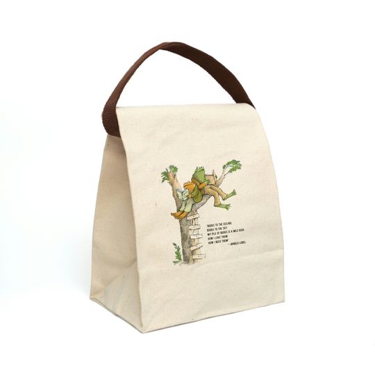 Discover Frog and Toad Canvas Lunch Bag With Strap, Frog and Toad Gift, Teacher Gift, Gift for Friend, Book Lover Gift, Best Friend Gift,Student Gift