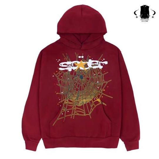 Discover Sp5der Logo Hoodie Maroon  Streetwear Pullover for Men & Women