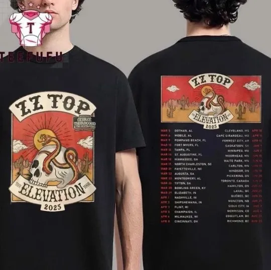 Discover Zz Top The Elevation Tour 2025 Scheduler Two Sides T-Shirt